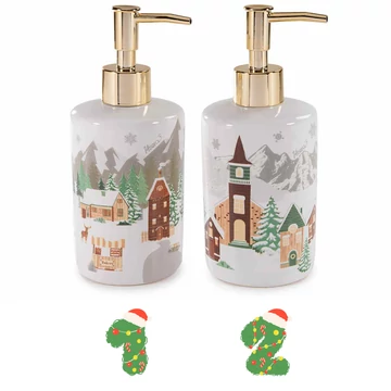 Karácsonyi téli falucska kerámia szappanadagoló, 320 ml