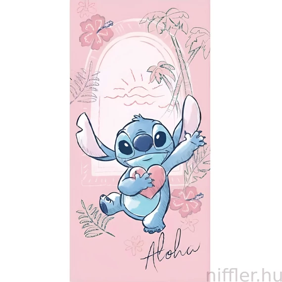 Disney Lilo és Stitch, A csillagkutya Heart fürdőlepedő, strand törölköző 70x140cm (Fast Dry)