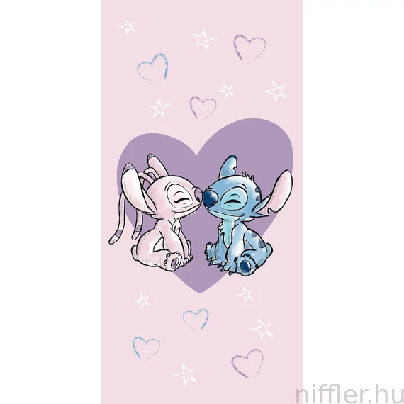 Disney Lilo és Stitch, A csillagkutya Love fürdőlepedő, strand törölköző 70x140cm