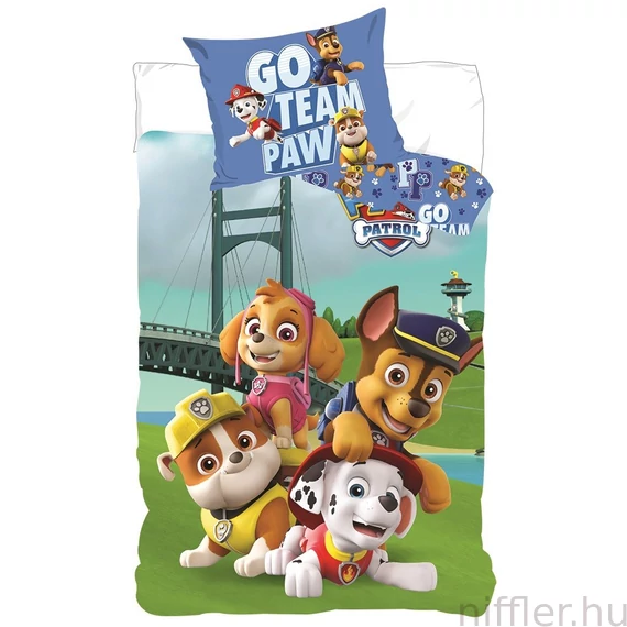 Mancs Őrjárat Go Team Paw gyerek ágyneműhuzat 100×135cm, 40×60 cm