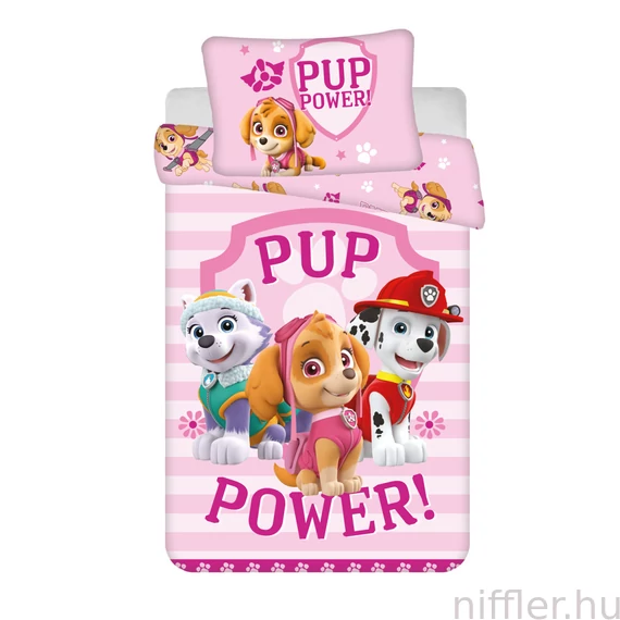 Mancs Őrjárat Pup Power gyerek, ovis ágyneműhuzat 100×135cm, 40×60 cm