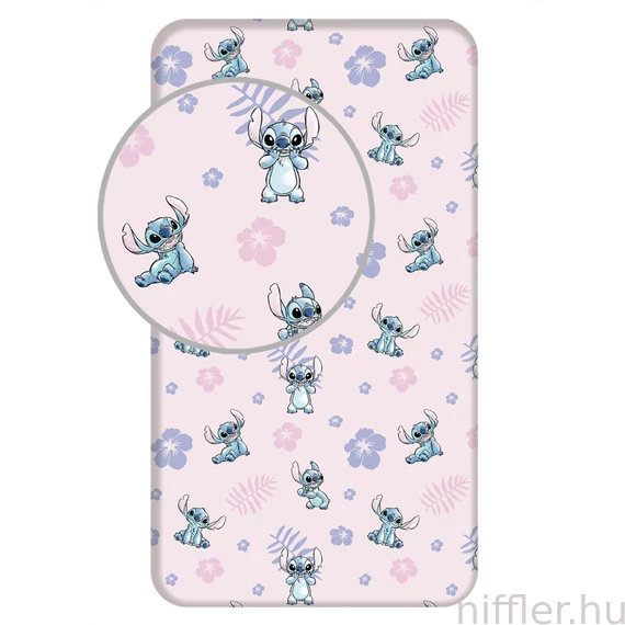 Disney Lilo és Stitch, A csillagkutya Pink gumis lepedő 90x200 cm
