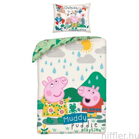 Peppa malac Muddy ágyneműhuzat 140×200cm, 70×90 cm
